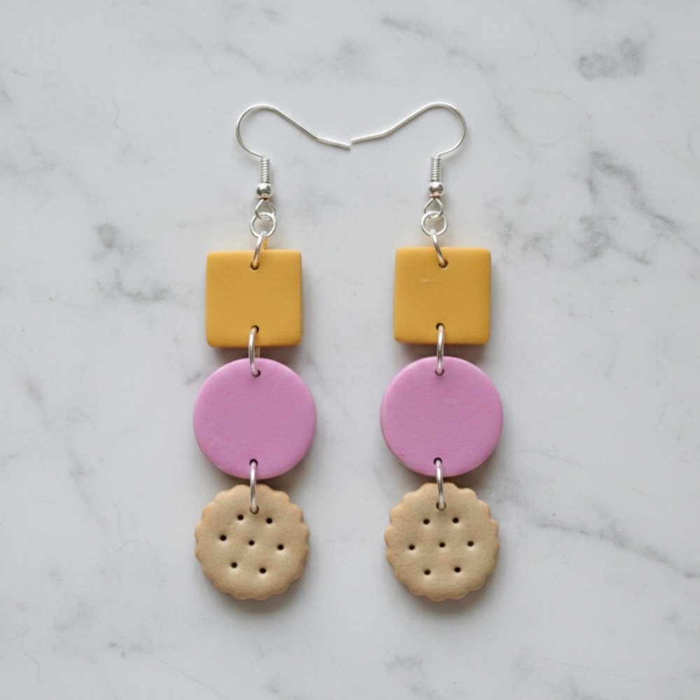 Lunchable Inspired Dangly - Handmade Earrings